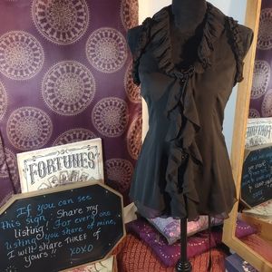 Flouncy Ruffled Sheer Top with tie back Boston Proper